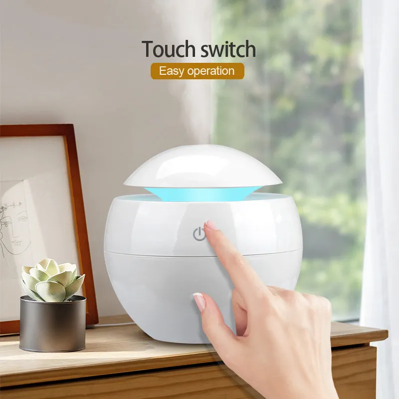 Air Humidifier Ultrasonic USB Aroma Diffuser Wood Grain LED Night