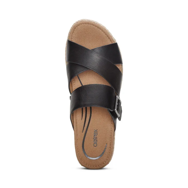  Alyssa Platform Espadrille Slide Sandal in Black CLOSEOUTS  