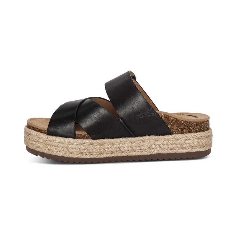  Alyssa Platform Espadrille Slide Sandal in Black CLOSEOUTS  