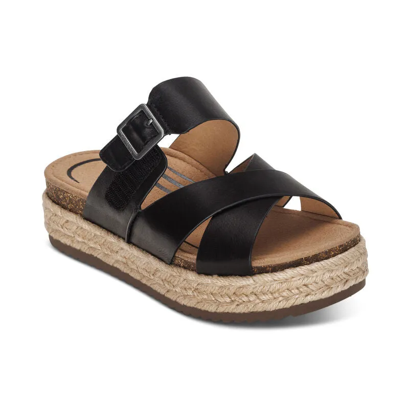  Alyssa Platform Espadrille Slide Sandal in Black CLOSEOUTS  