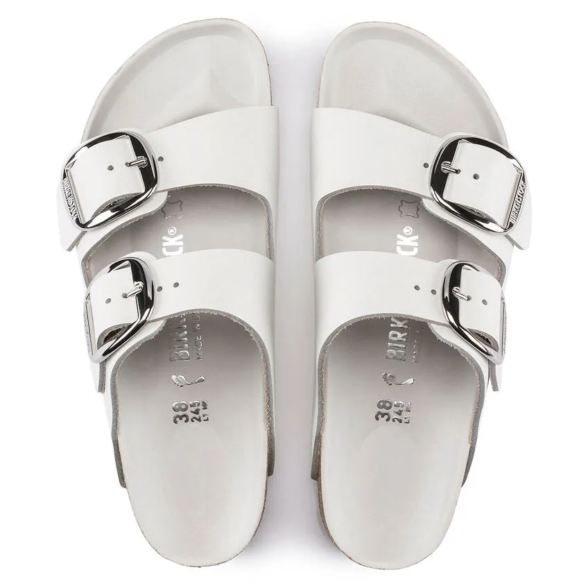  Arizona Big Buckle Classic Footbed Sandal in White Oiled Leather  