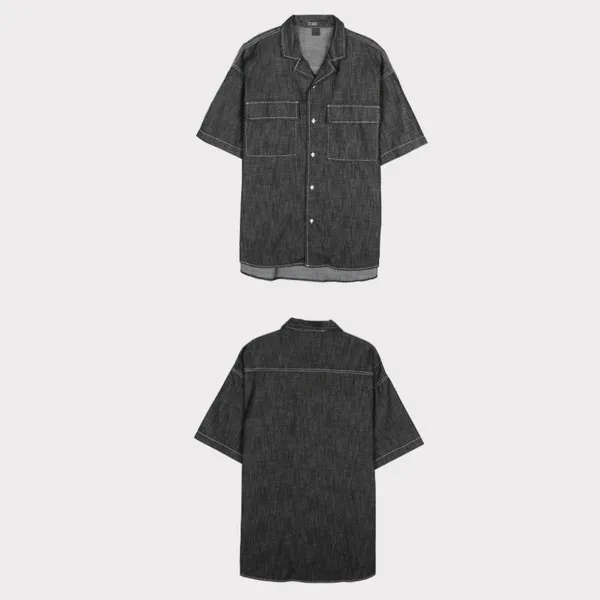 ASCLO  |Casual Style Unisex Denim Street Style Medium Short Sleeves