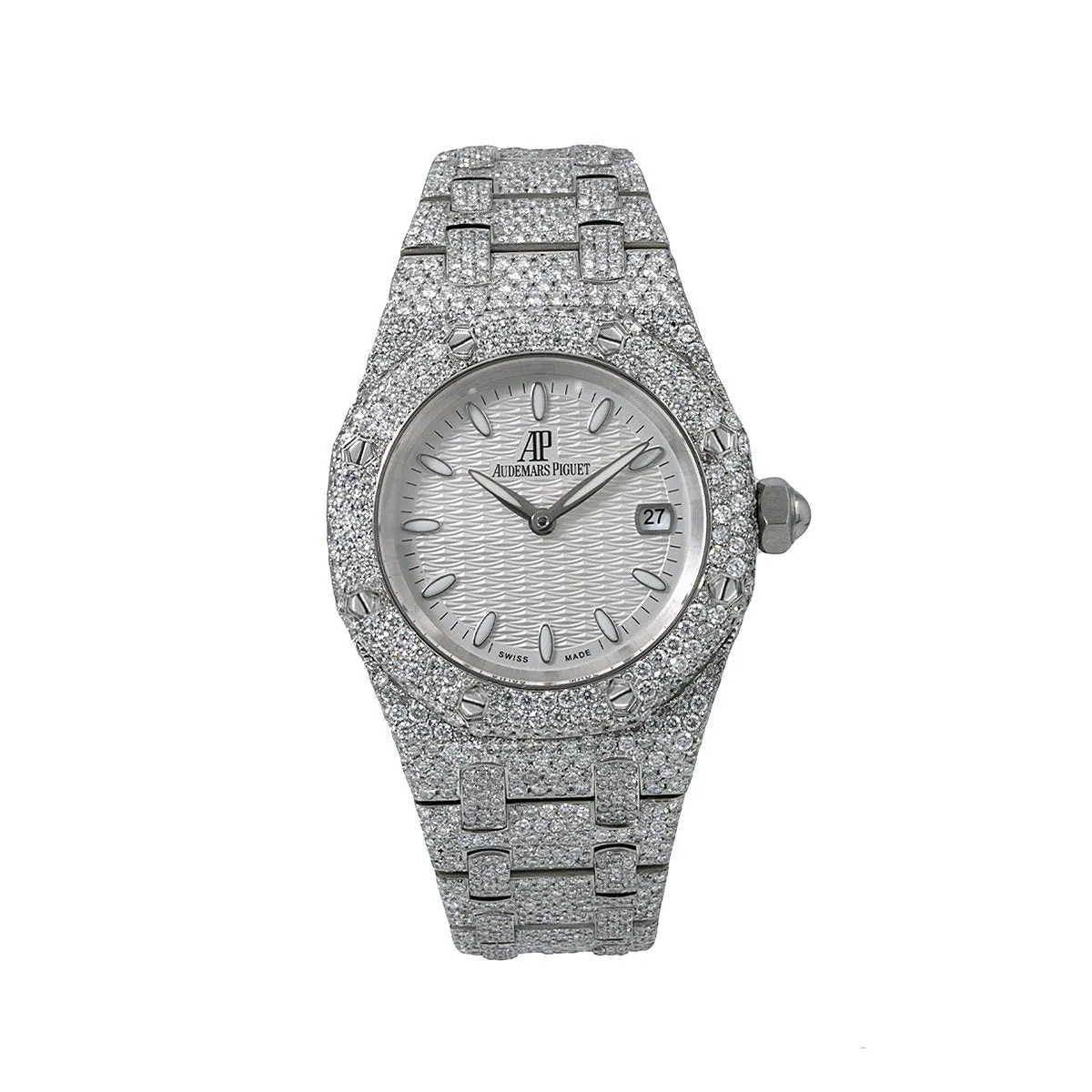 Audemars Piguet Royal Oak Lady 67650ST 33MM White Dial With 11.75 CT Diamonds