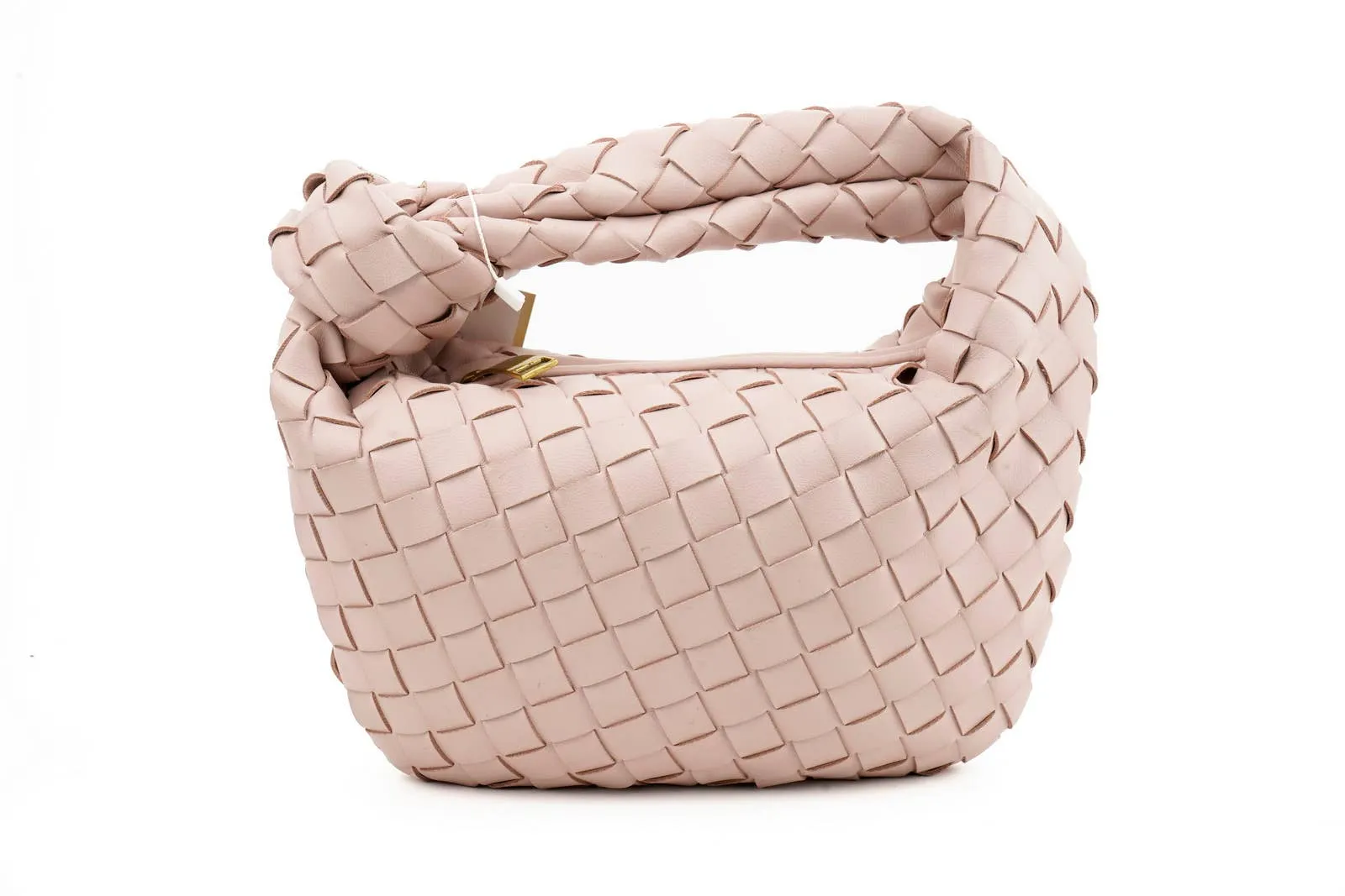 Ava Woven Knotted Handbag - Blush