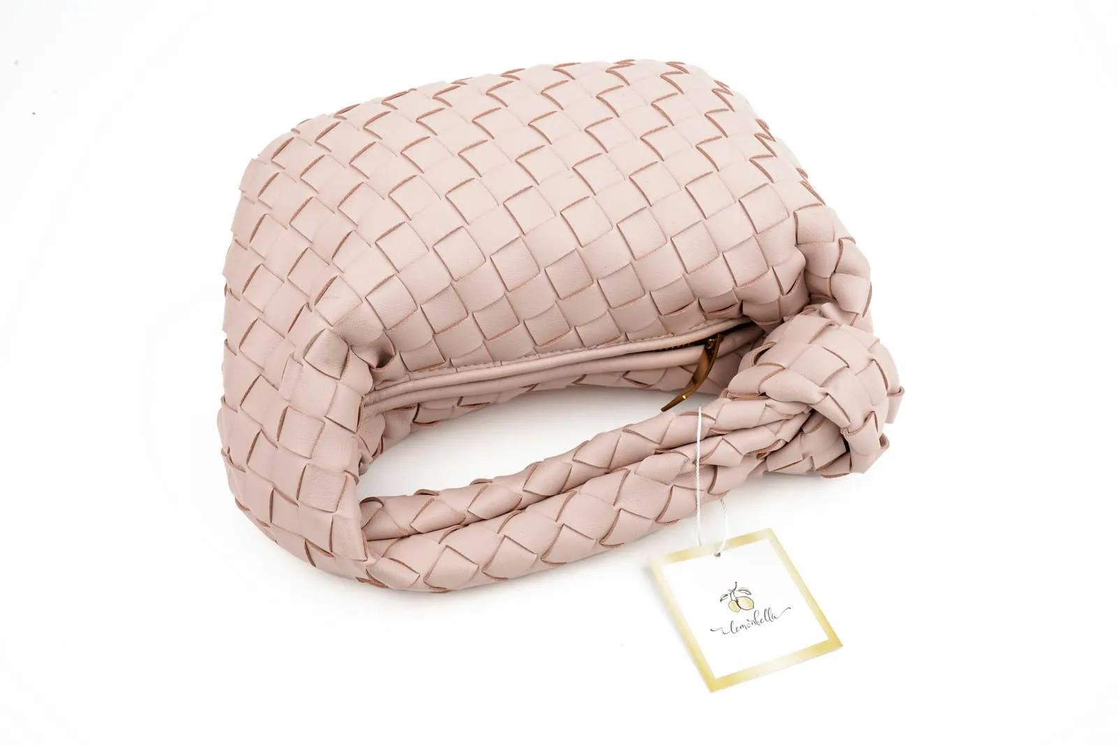 Ava Woven Knotted Handbag - Blush