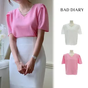 BADDIARY  |Casual Style Plain Short Sleeves Party Style Office Style