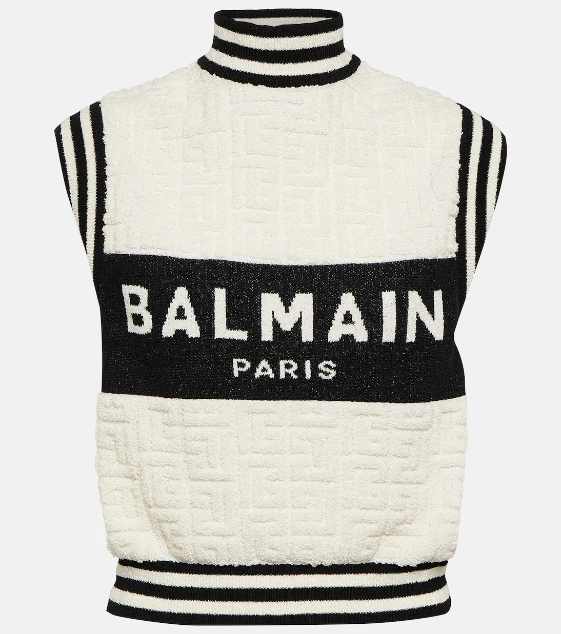 BALMAIN  |Stripes Casual Style Wool Sleeveless Plain Cotton