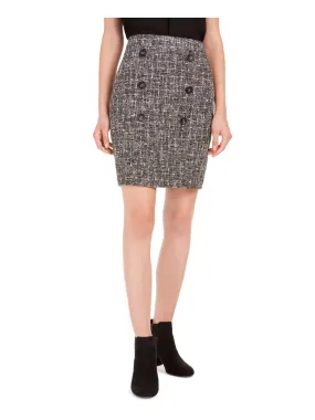 BAR III Womens Textured Short Wear To Work Pencil Skirt