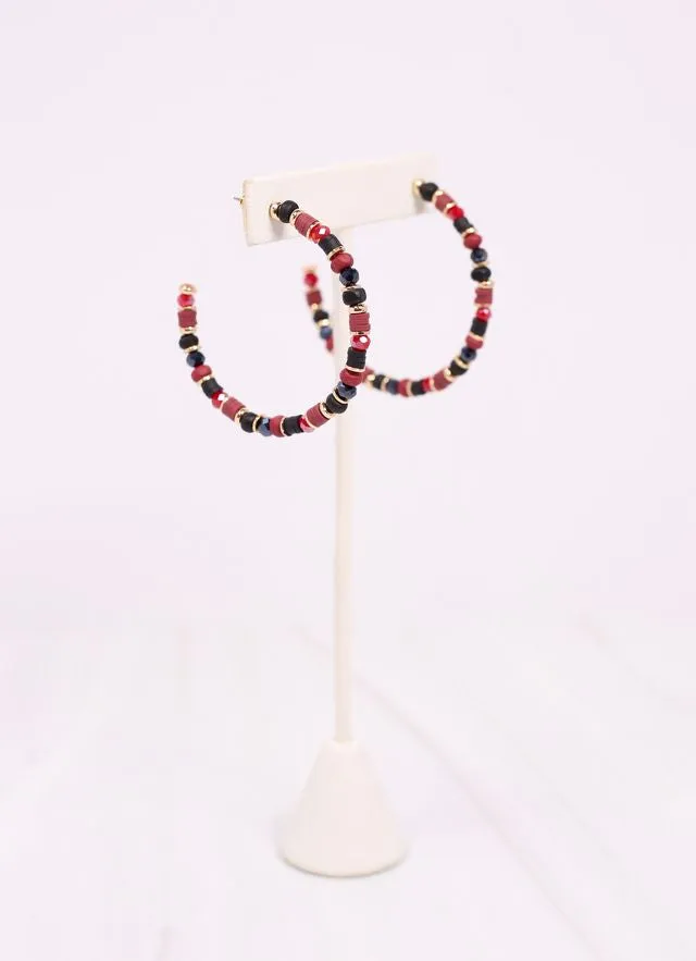 Bartlett Beaded Hoop Earring GARNET BLACK