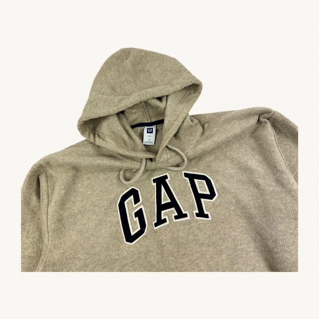 Beige Tan 90s GAP Spellout Hoodie Sweatshirt (S)