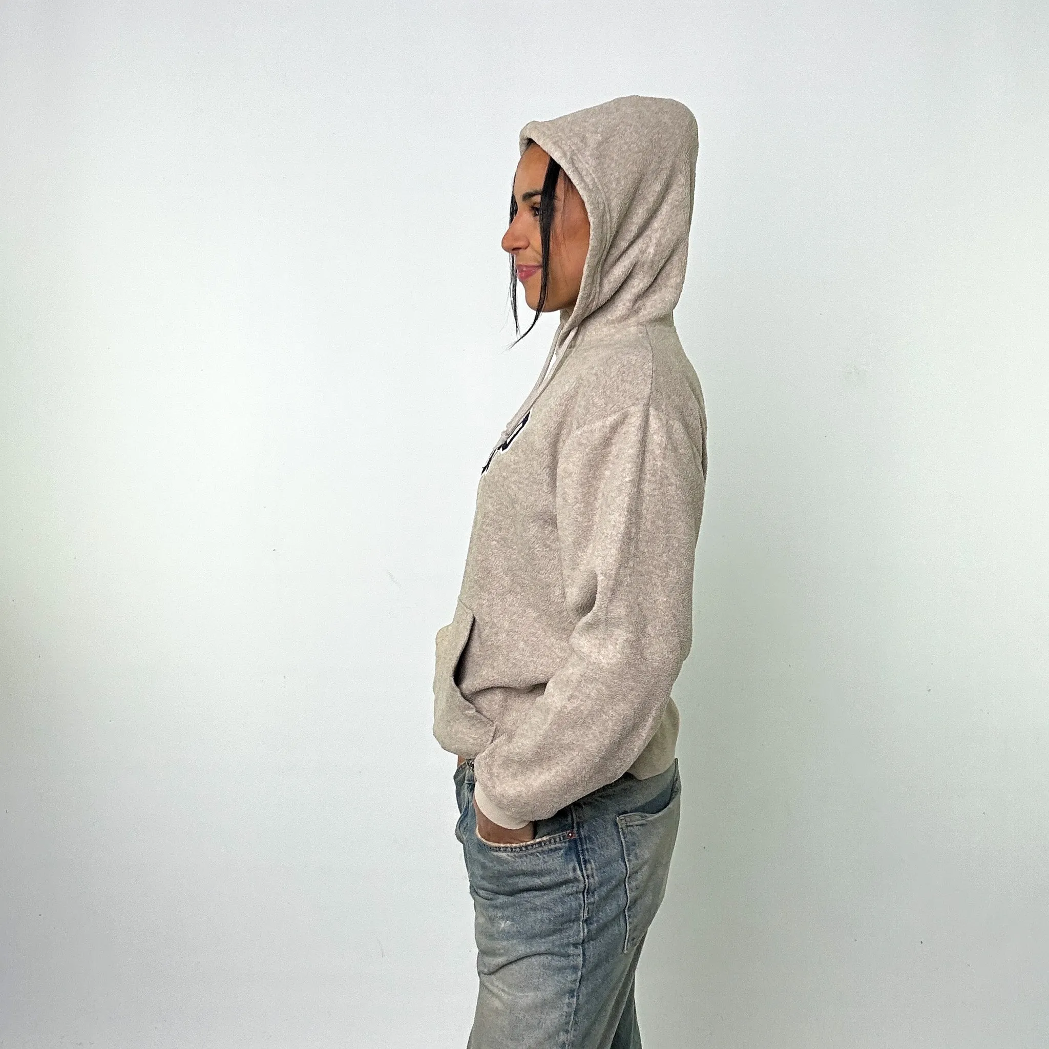 Beige Tan 90s GAP Spellout Hoodie Sweatshirt (S)