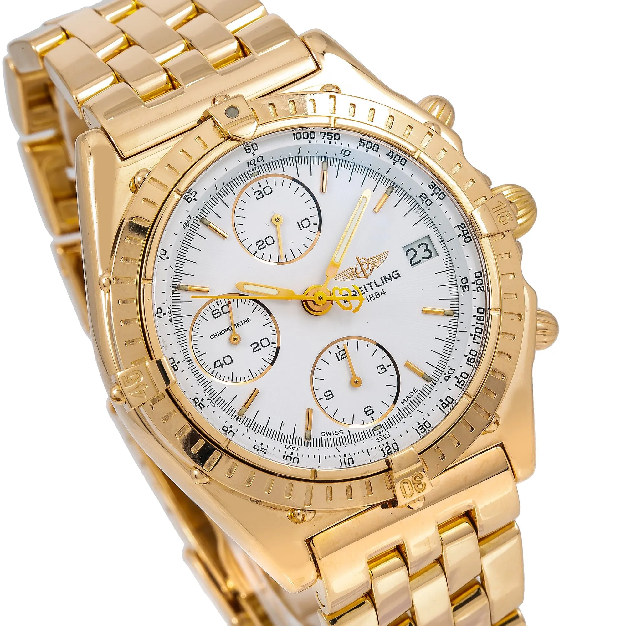 Breitling Chronomat K13048 40MM White Dial With Yellow Gold Bracelet