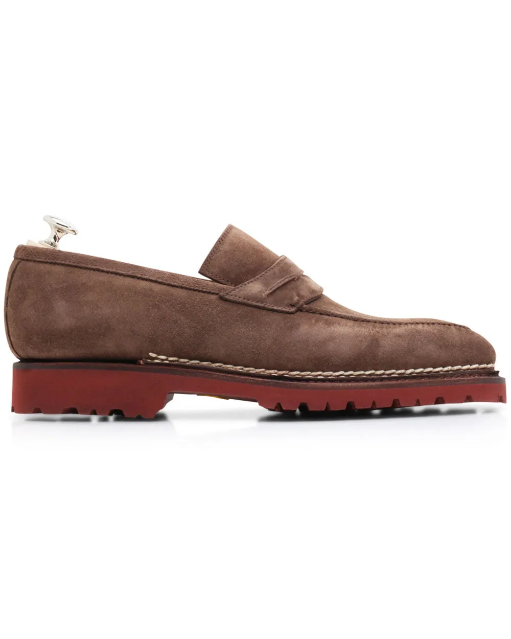 Capitano Suede Penny Loafer with Lug Sole in Tortora