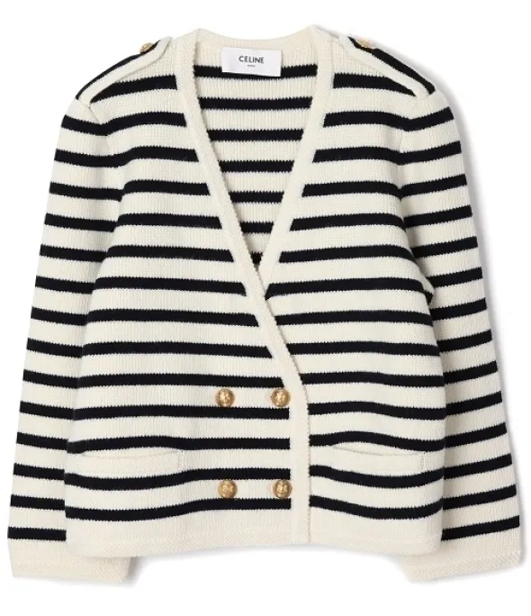 CELINE  |Stripes Casual Style Wool Street Style Long Sleeves Plain