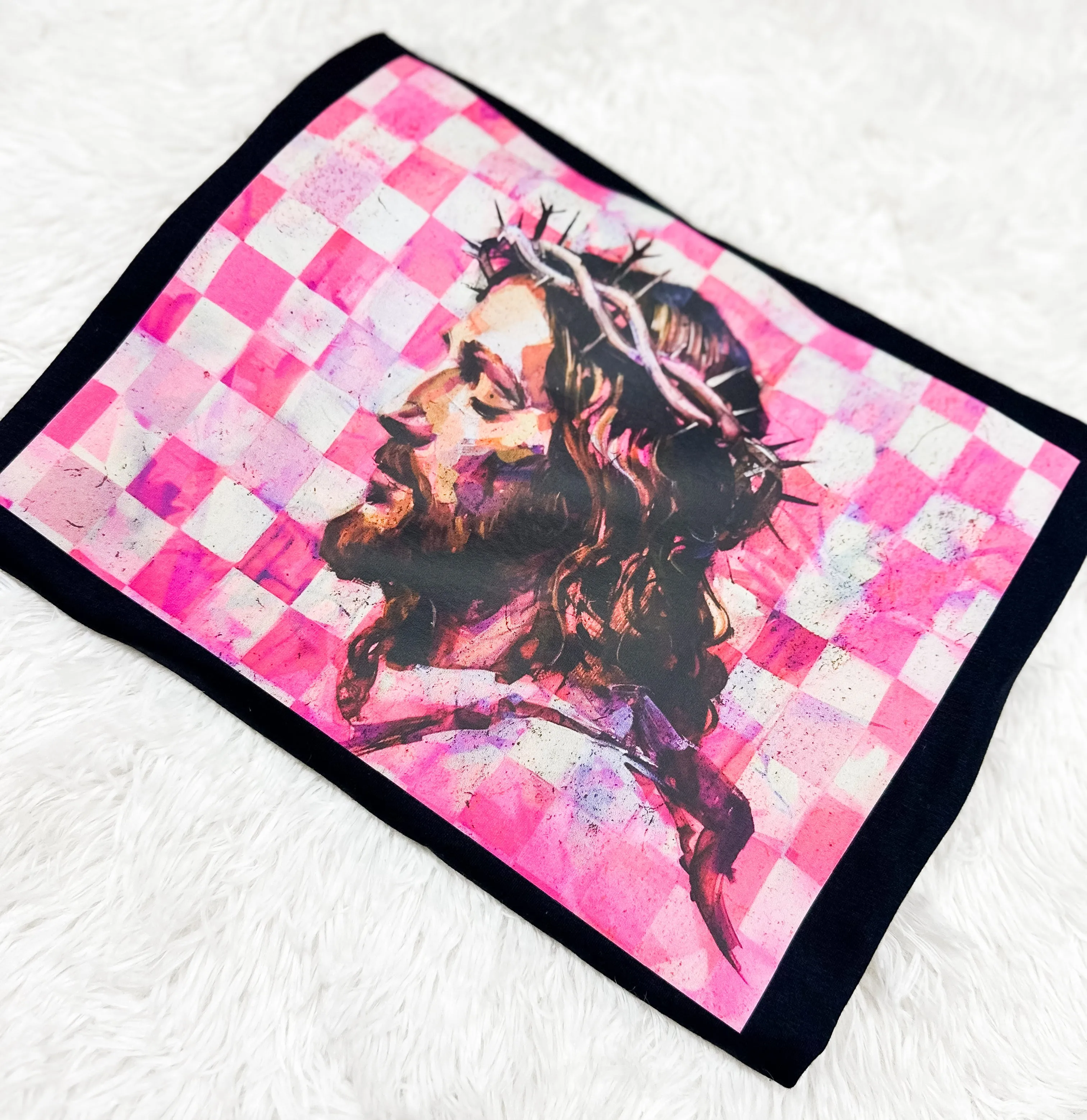 Checkered Pink Jesus tee