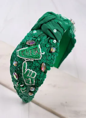 Cheer Sequin Headband GREEN