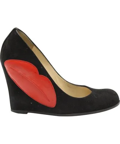 Christian Louboutin Kiss Me Wedge Pumps in Black Suede