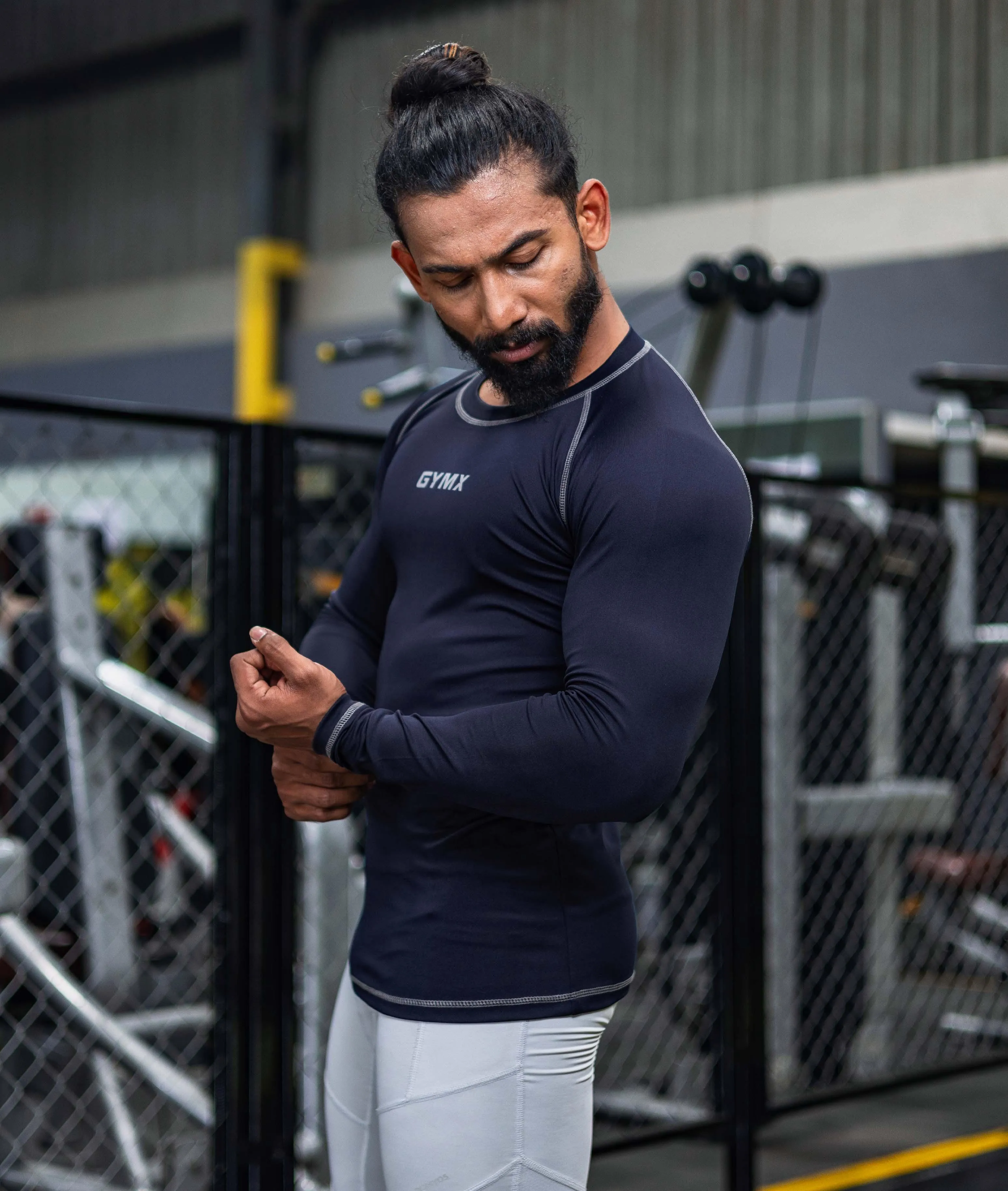 Compression GymX Full Sleeve Tee: Navy Blue