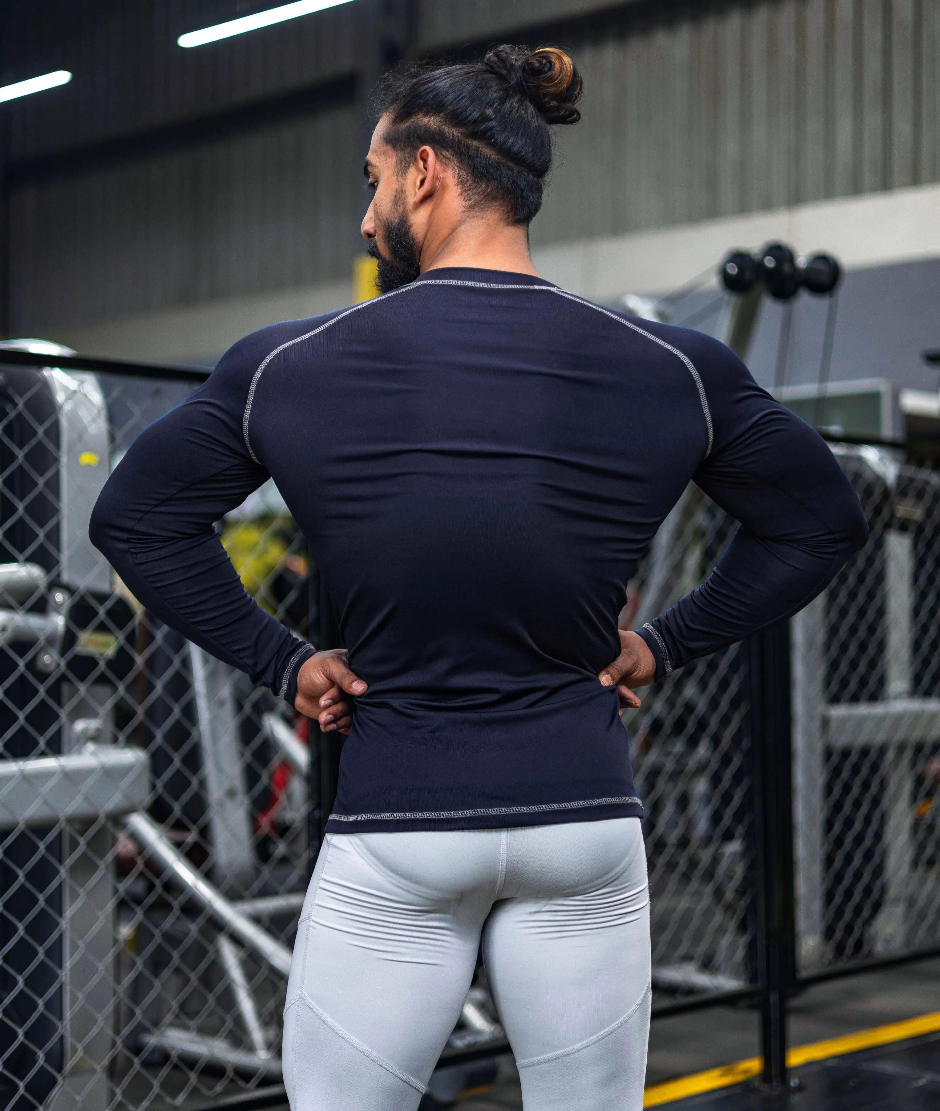 Compression GymX Full Sleeve Tee: Navy Blue