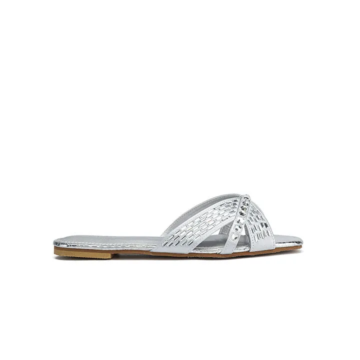 Cut-work Mirror Diamante Sandal MY 326