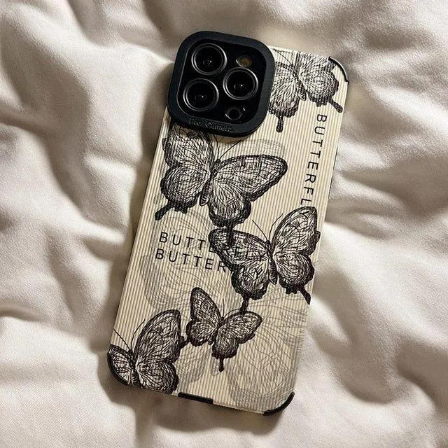 Cute Phone Cases for iPhone 14 Pro Max, 13, 12, 11, XS, XR, 7, 8 Plus - Fashion Butterfly Leather