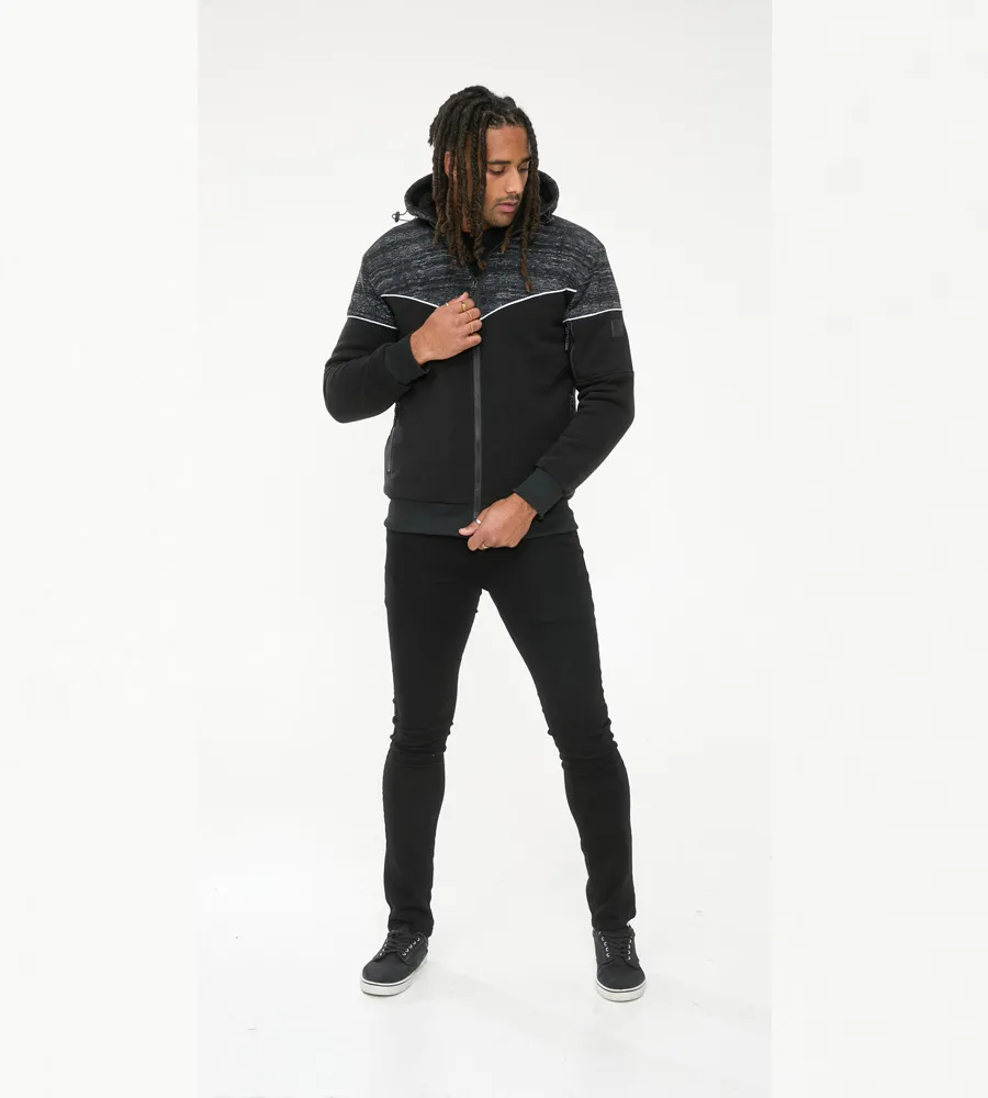 D555 Mens Black Hoodie With Sherpa Lining (HENNESSEY)