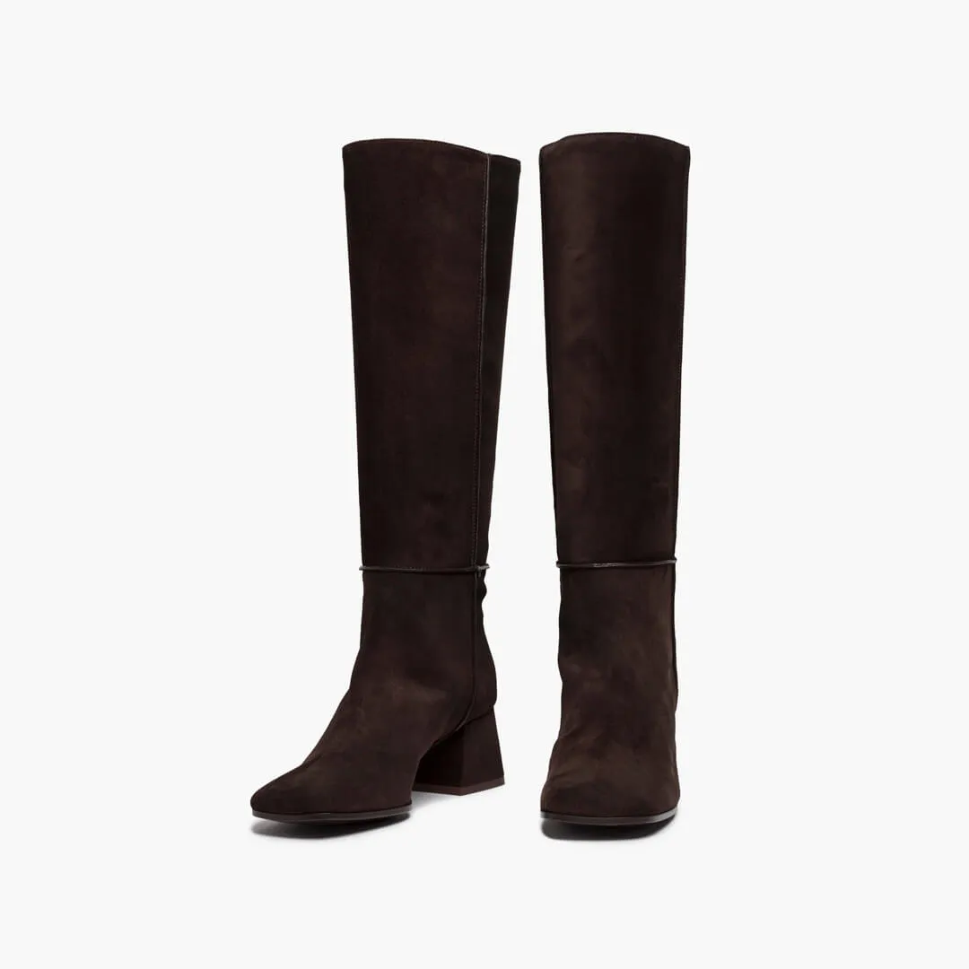 Dark brown women's suede boot