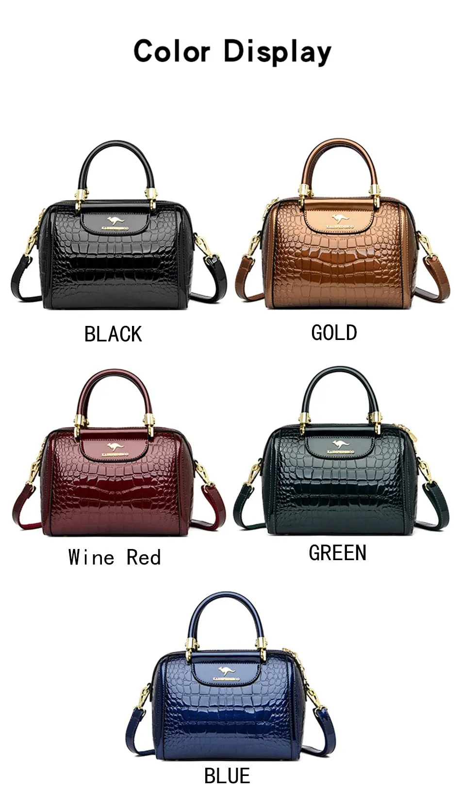 Designer Crocodile Pattern Messenger Crossbody Shoulder Handbags for Women