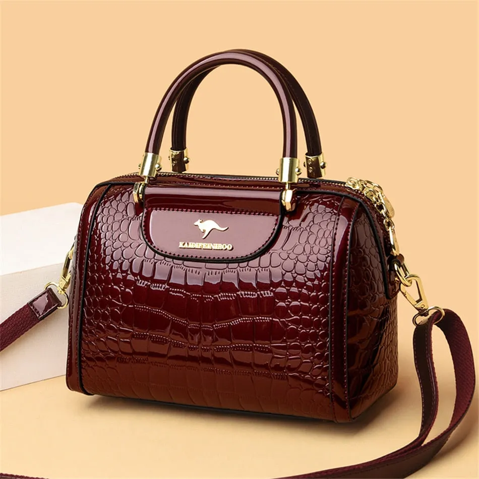 Designer Crocodile Pattern Messenger Crossbody Shoulder Handbags for Women