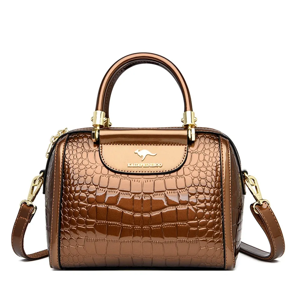 Designer Crocodile Pattern Messenger Crossbody Shoulder Handbags for Women