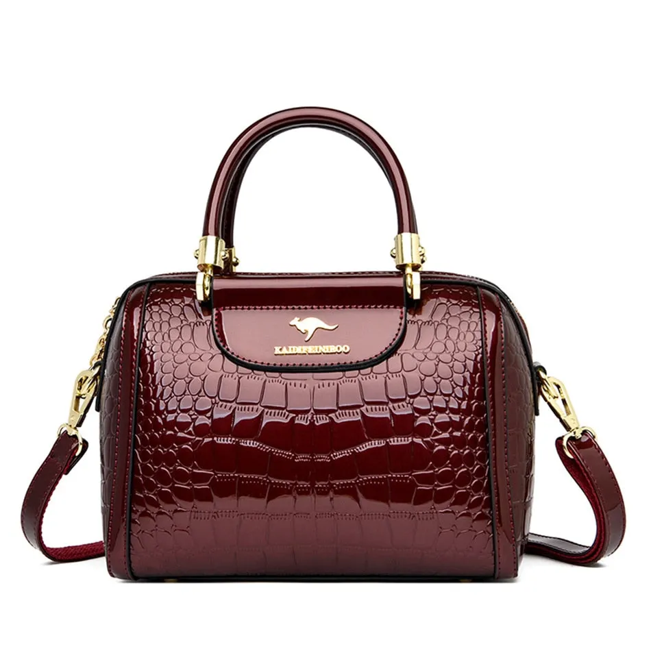 Designer Crocodile Pattern Messenger Crossbody Shoulder Handbags for Women