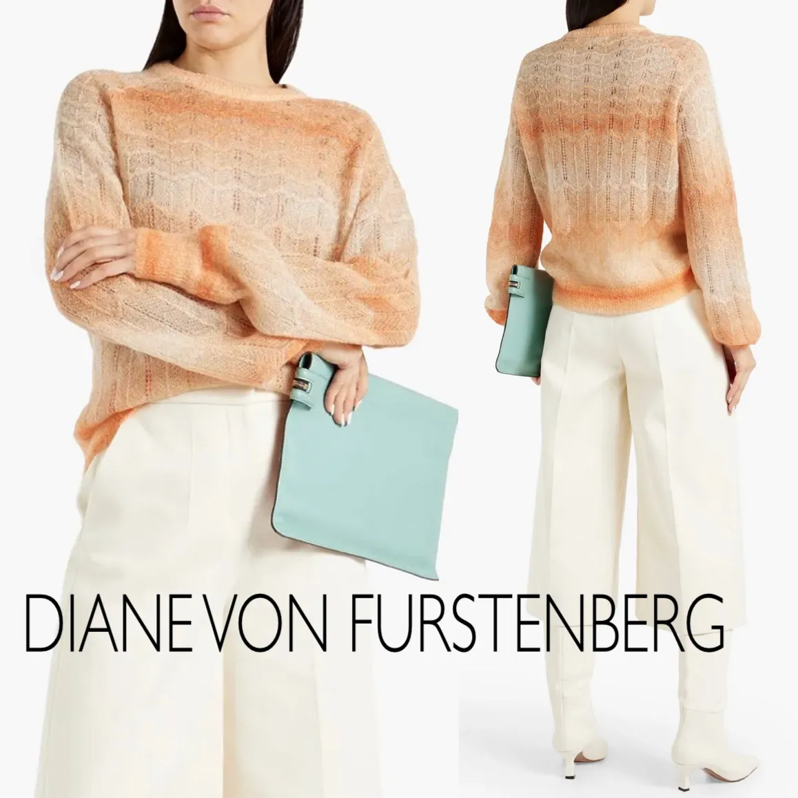 DIANE von FURSTENBERG  |Casual Style Nylon Long Sleeves Plain Cotton Office Style