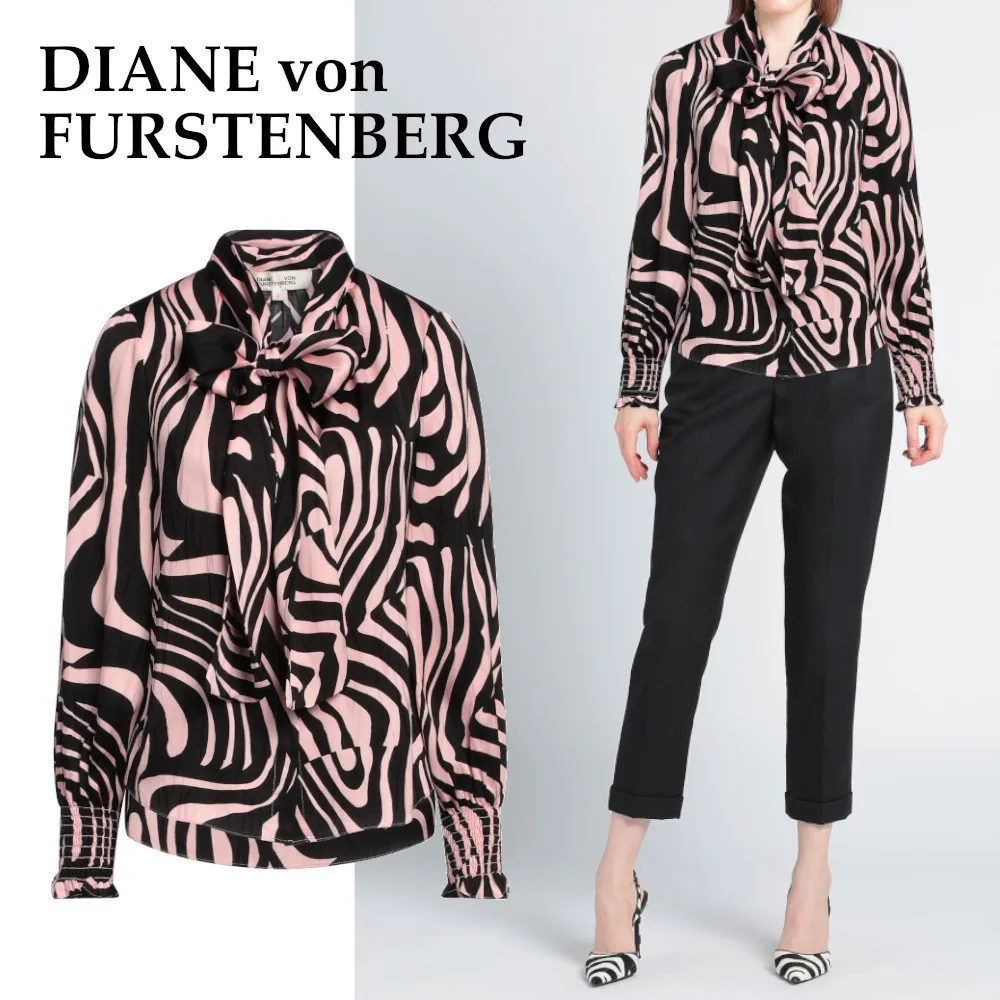 DIANE von FURSTENBERG  |Zebra Patterns Casual Style Long Sleeves Office Style