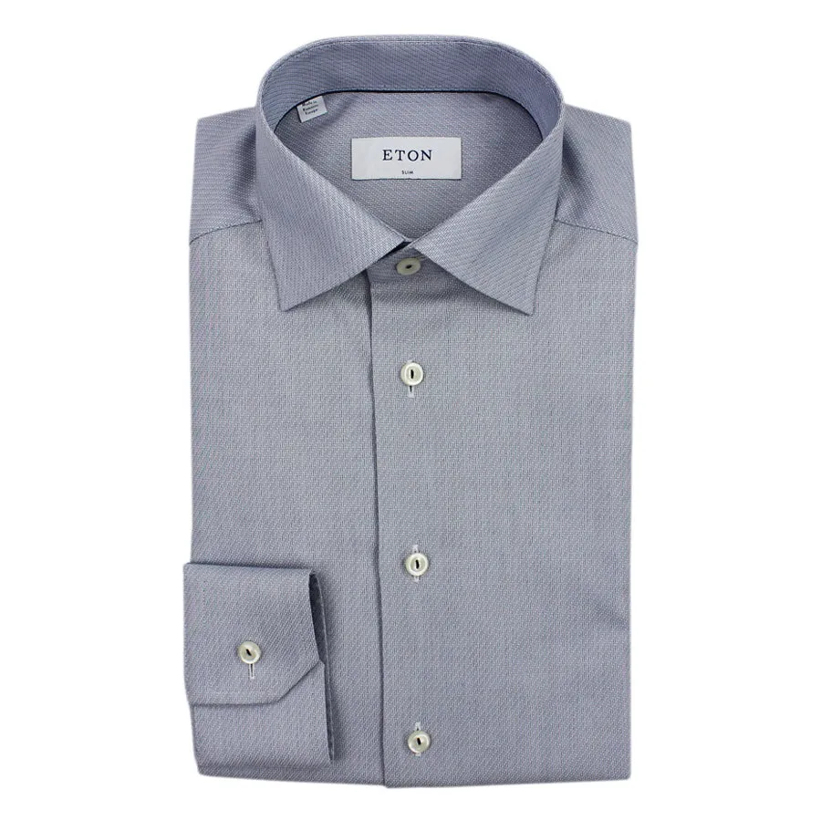 Eton - Slim Fit Textured Patterned Shirt in Blue