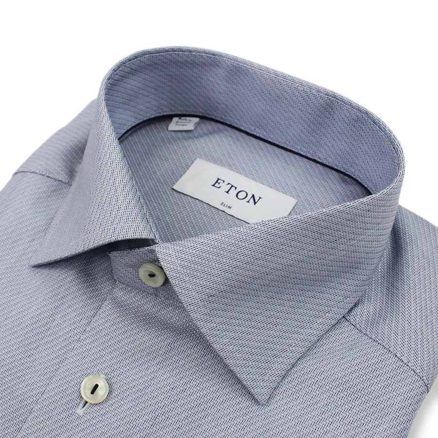 Eton - Slim Fit Textured Patterned Shirt in Blue