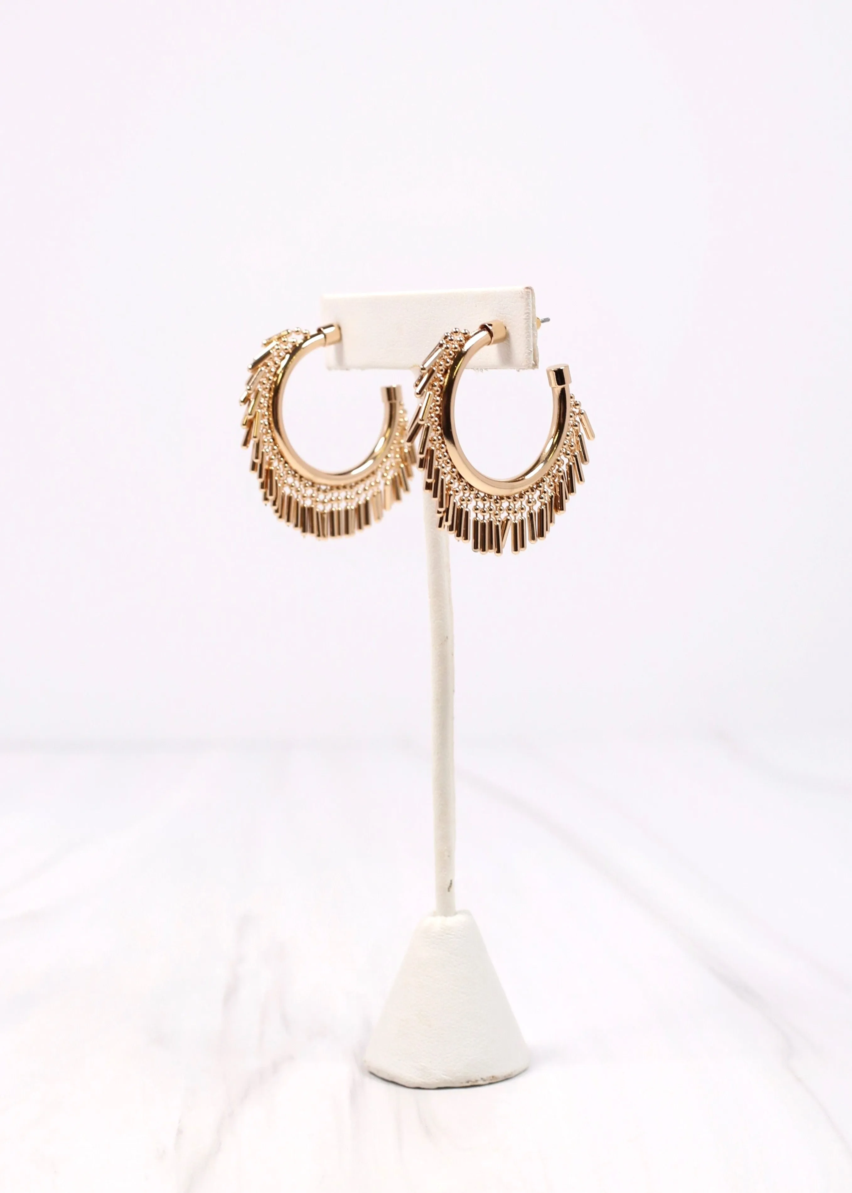 Fisher Beaded Fringe Hoop Earring GOLD