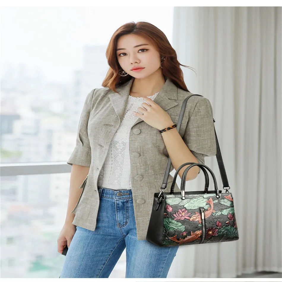 Flower Pattern Simple Luxury Designer Crossbody Shoulder Handbag for Women