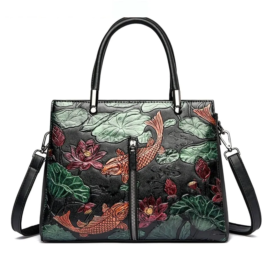 Flower Pattern Simple Luxury Designer Crossbody Shoulder Handbag for Women