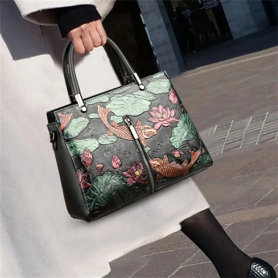 Flower Pattern Simple Luxury Designer Crossbody Shoulder Handbag for Women