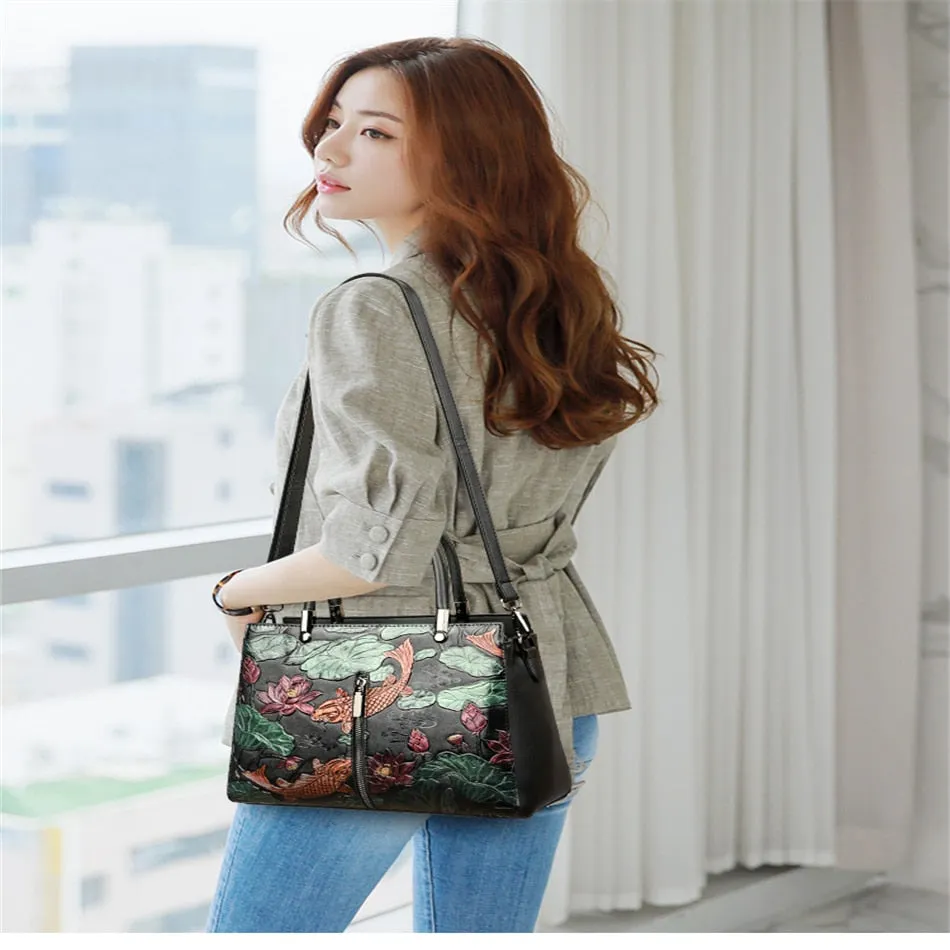 Flower Pattern Simple Luxury Designer Crossbody Shoulder Handbag for Women