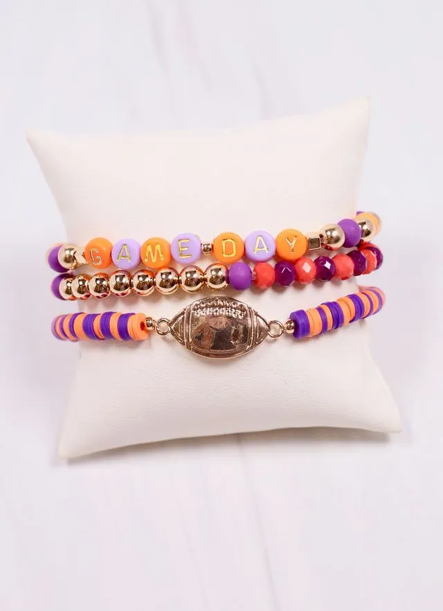 Game Day Bracelet Set ORANGE PURPLE