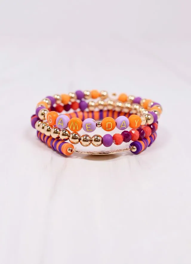 Game Day Bracelet Set ORANGE PURPLE