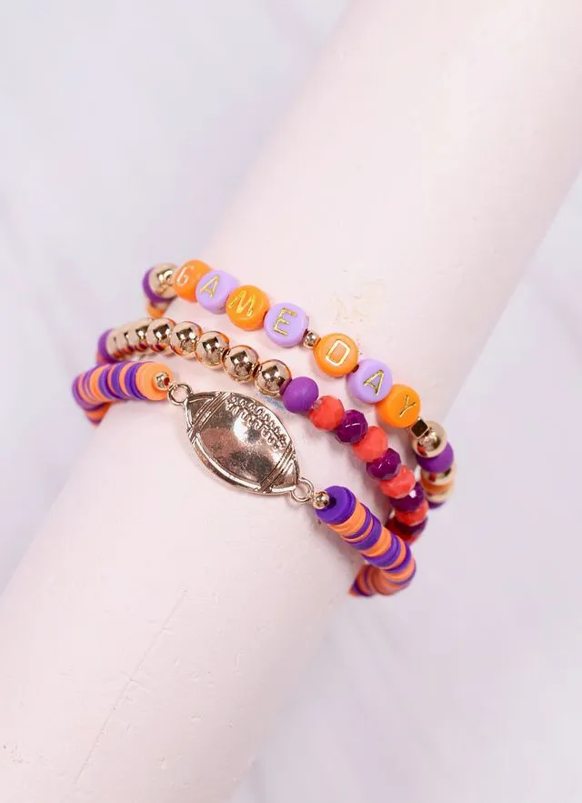 Game Day Bracelet Set ORANGE PURPLE