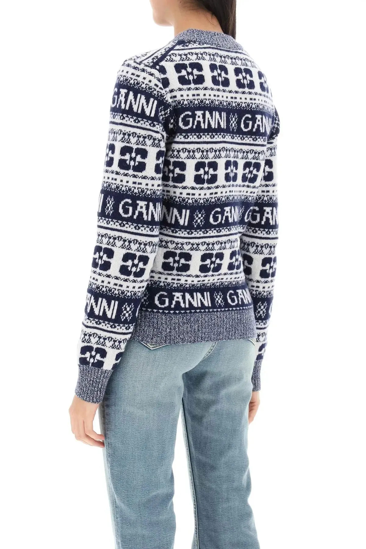 Ganni  |Crew Neck Monogram Casual Style Unisex Wool Blended Fabrics