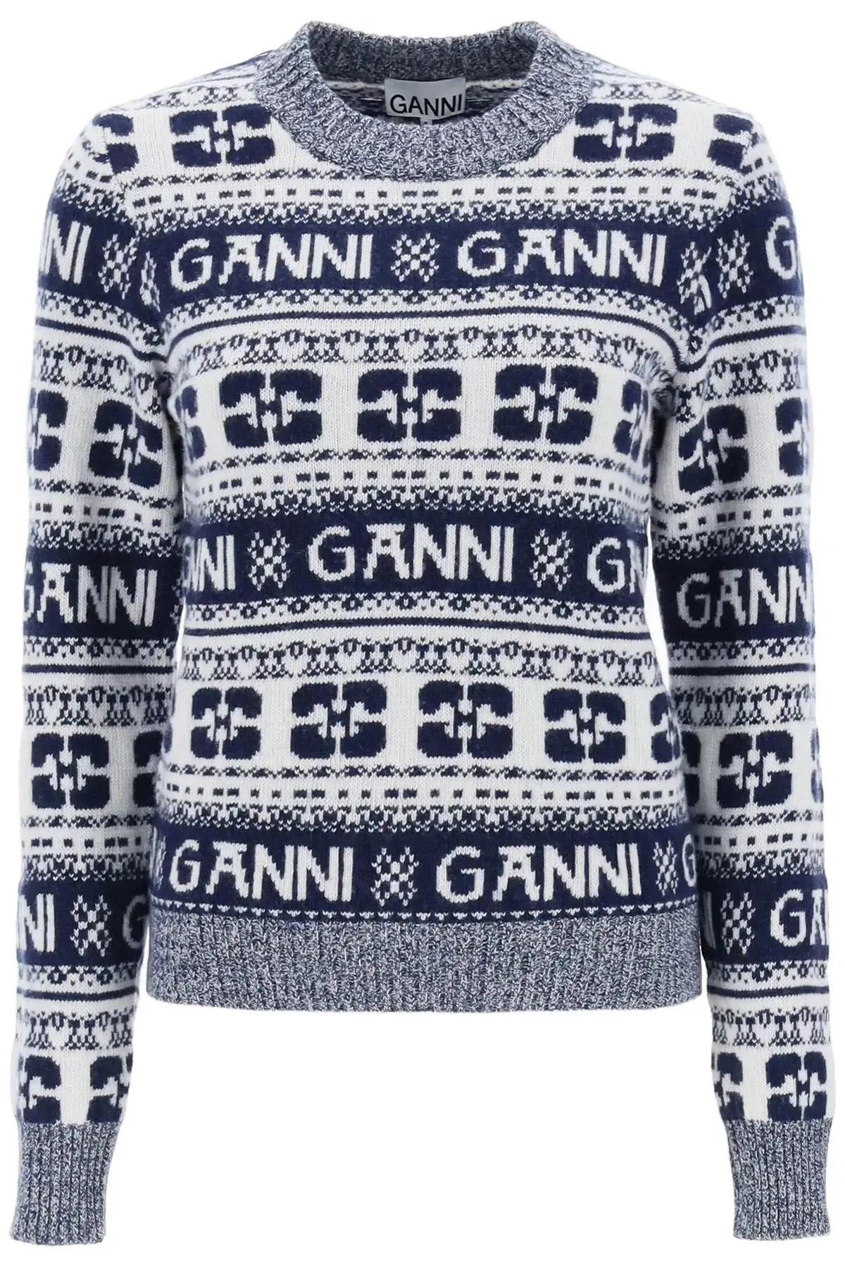 Ganni  |Crew Neck Monogram Casual Style Unisex Wool Blended Fabrics