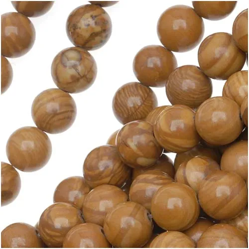 Gemstone  Beads, Wood Jasper, Round 8mm, Brown (15.5 Inch Strand)