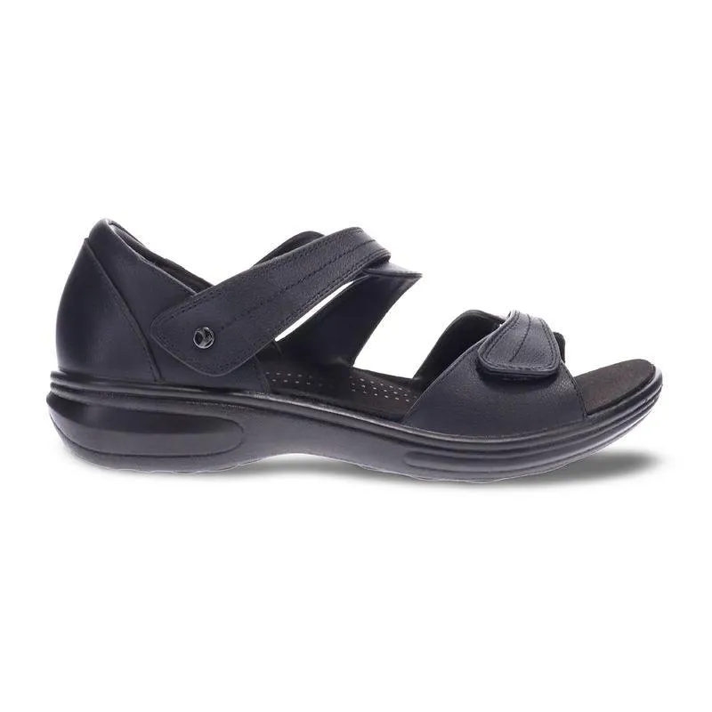  Geneva Strappy Adjustable Sandal in Black Leather  