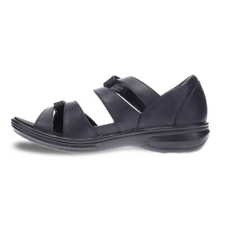  Geneva Strappy Adjustable Sandal in Black Leather  