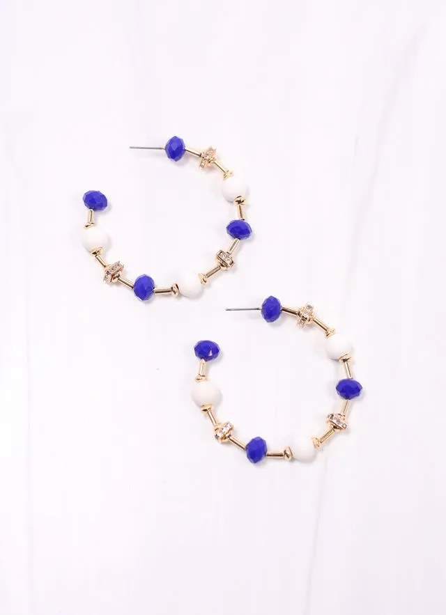 Gerald Beaded Hoop Earring BLUE WHITE