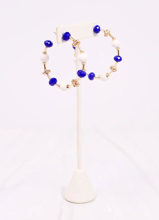 Gerald Beaded Hoop Earring BLUE WHITE